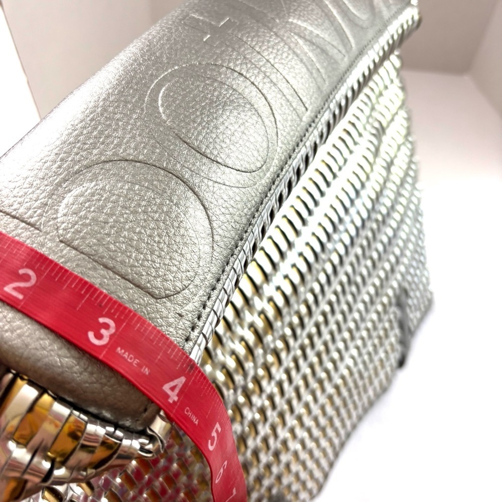 Botkier Large Silver/ Gold Metallic New York Leather Woven Tote Bag Purse - Picture 5 of 15